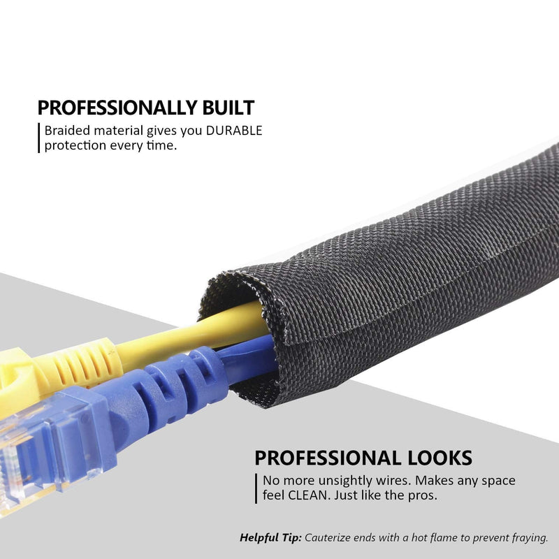  [AUSTRALIA] - MGI SpeedWare Woven Mesh Split-Sleeve Wire Loom for High-Temperature Automotive Harness and Home Cable Management - 25 feet (1/2") 1/2"