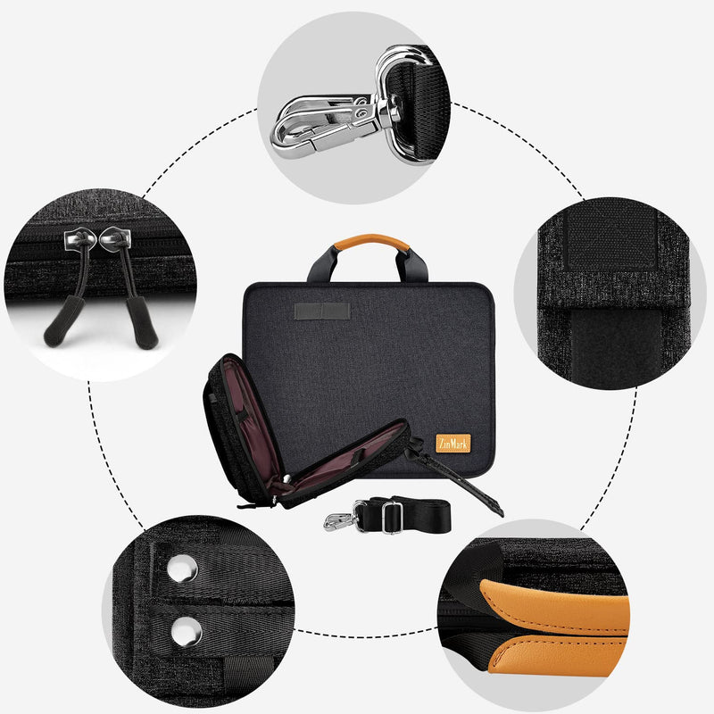  [AUSTRALIA] - Laptop Case 15.6 Inch Briefcase Military-Grade Protection with Detachable Belt Bag, Compatible All Model of 15-16 Inch MacBook Pro and Most Popular 15.6 Inch Notebooks Chromebooks (Black) Black