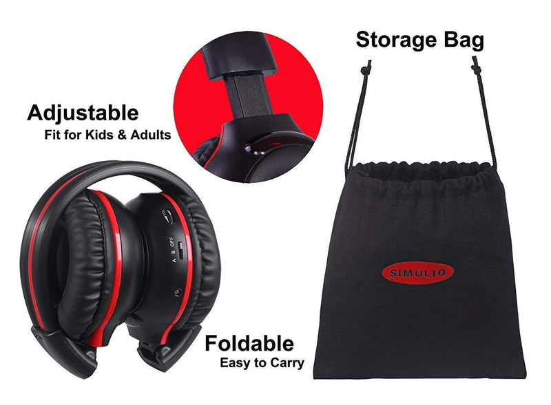  [AUSTRALIA] - SIMOLIO Dual Channels IR Transmitter w/Optical in & IR Wireless Headphones w/Storage Bag for Car&TV& PC,Car Headphones for Kids w/ 3.5mm Aux Cord, Automotive IR Headphone, Car DVD Infrared Headphone
