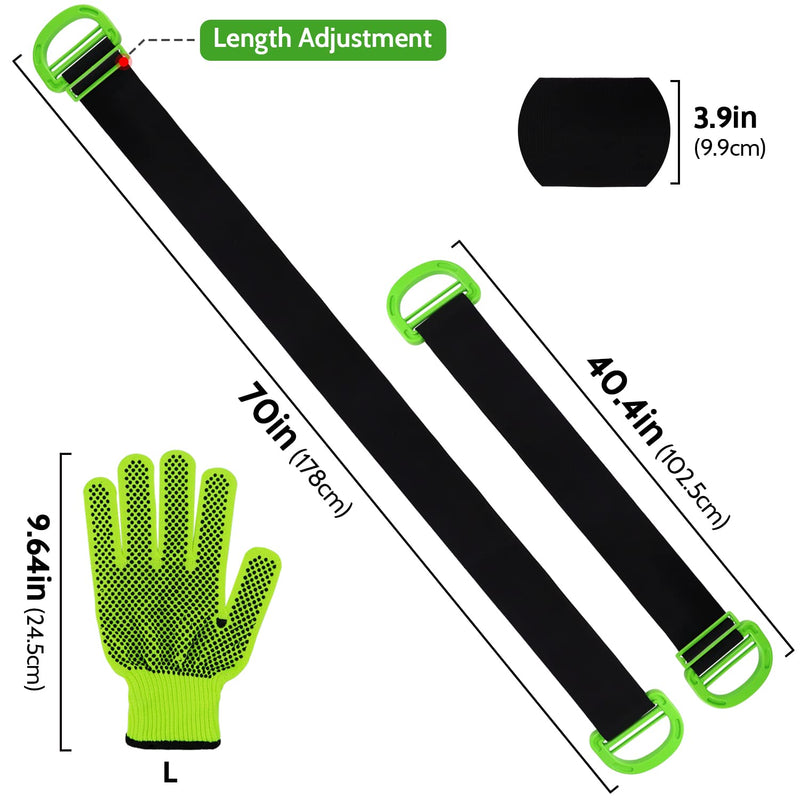  [AUSTRALIA] - Adjustable Lifting Moving Straps 2 Pack Lifting Straps for Moving Furniture, Boxes, Mattress, Heavy Objects, Widen Handle Lifting Belts with Non-Slip Gloves Supports Up to 600lbs