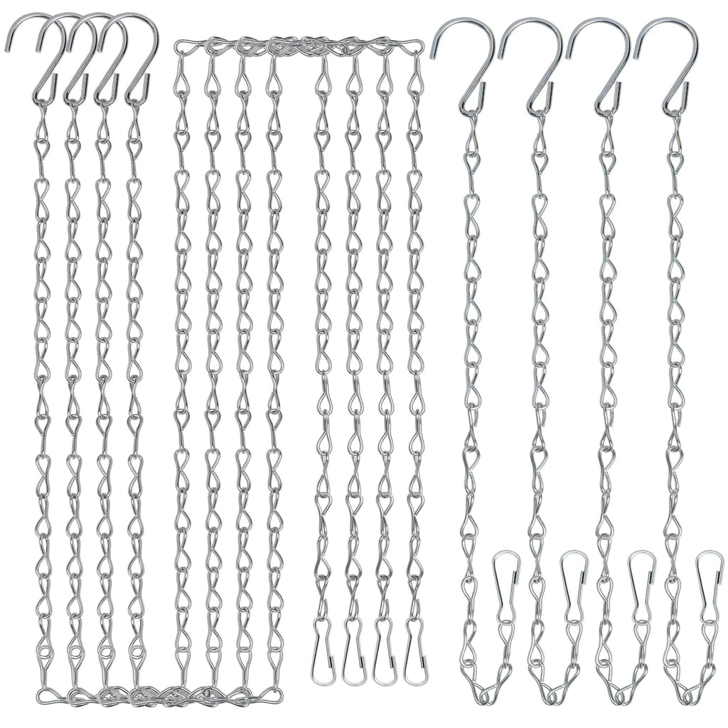  [AUSTRALIA] - Teenitor 8 Pieces Chain for Hanging Plants, Bird Feeders, Lanterns and Ornaments, 4 Pieces 35 Inch and 4 Pieces 9.5 Inch Hanging Chain with Hooks, Decorative Chains for Hanging