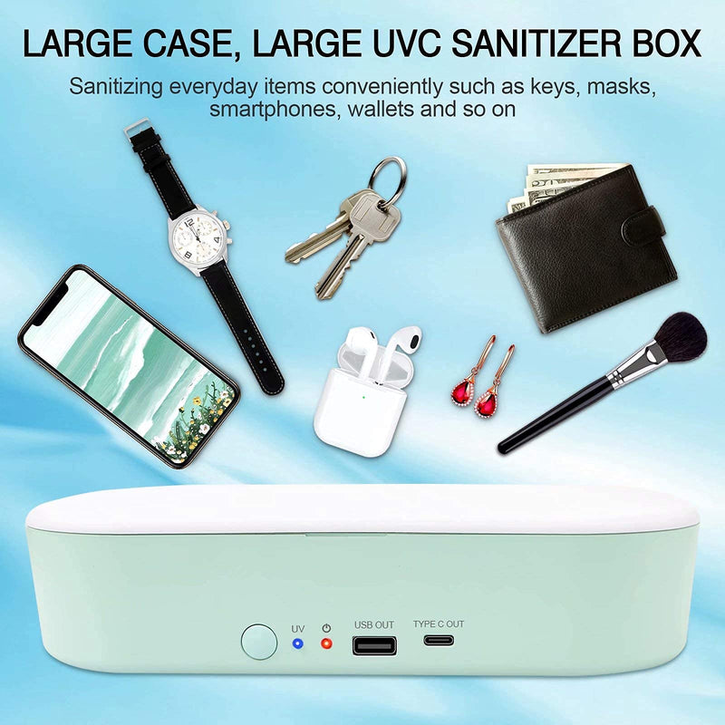 [AUSTRALIA] - TRONICMASTER UV Phone Sanitizer Box with Type-C Charging UVC Lamp Phone Cleaner Box for iOS Android Smart Watches Purse Glasses Tool Green-01