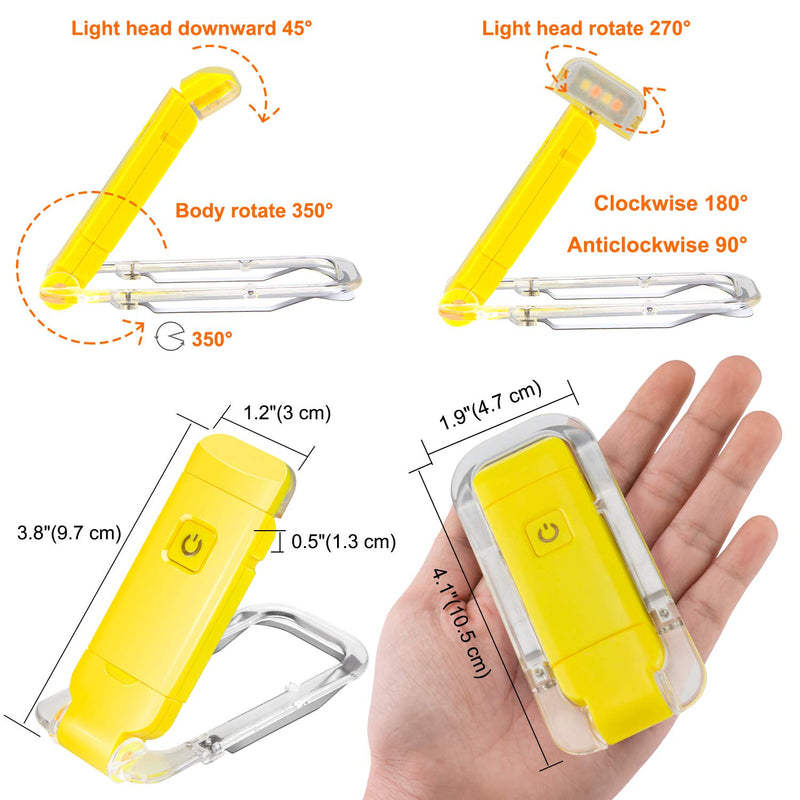  [AUSTRALIA] - BIGLIGHT Amber Book Reading Light, LED Clip on Book Lights, Reading Lights for Books in Bed, Small Book Light for Kids, USB Rechargeable, 2 Brightness Adjustable for Eye Protection, Yellow