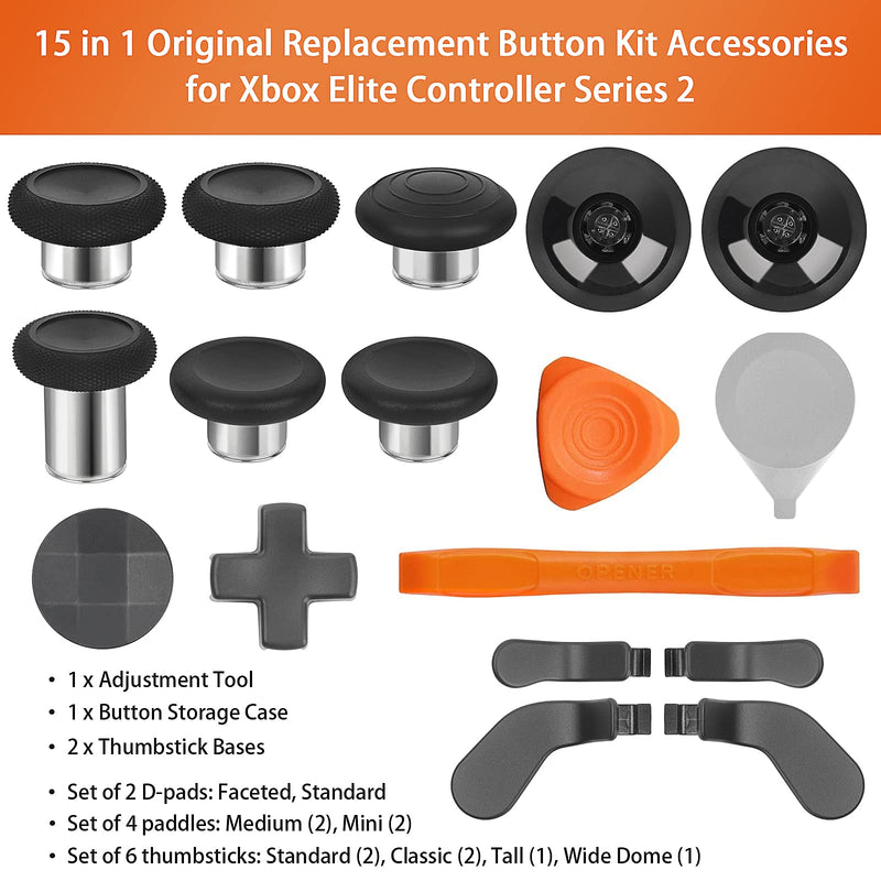  [AUSTRALIA] - Original Replacement Buttons Kit for Xbox Elite Controller Series 2 Accessories(Model 1797), Includes 6 Metal Magnetic Joysticks, 4 Paddles, 2 D-Pads, 2 Thumbstick Bases, 1 Adjustment Tool