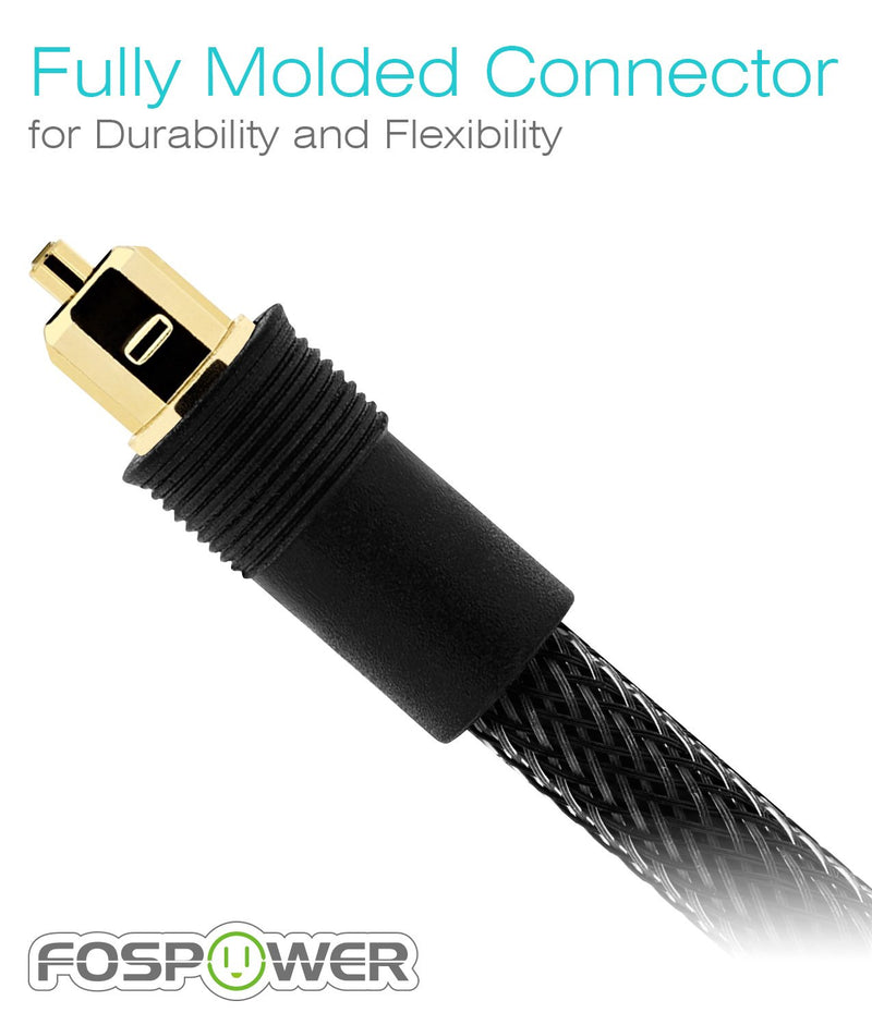 FosPower (3 Feet) 24K Gold Plated Toslink Digital Optical Audio Cable (S/PDIF) - [Zero RFI & EMI Interference] Metal Connectors & Ultra Durable Nylon Braided Jacket 03 FT / 91 CM - LeoForward Australia