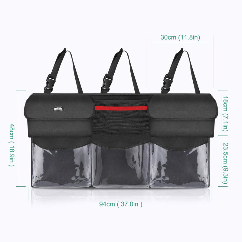  [AUSTRALIA] - oasser Back Seat Trunk Organizer Hanging Car Organizer Trunk Foldable Cargo Storage with 6 Large Pockets 3 Adjustable Straps