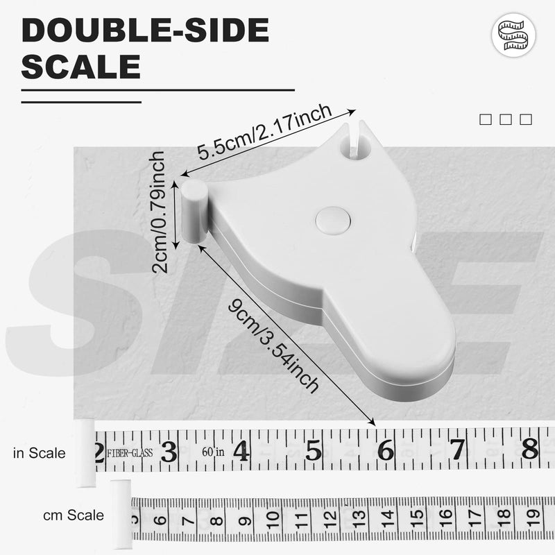  [AUSTRALIA] - 2 Pieces Automatic Telescopic Tape Measure,Body Measuring Tape 60 Inches,Self-Tighten Measure Ruler Retractable Measuring Tapes for Weight Loss Ergonomic Design,Black and White