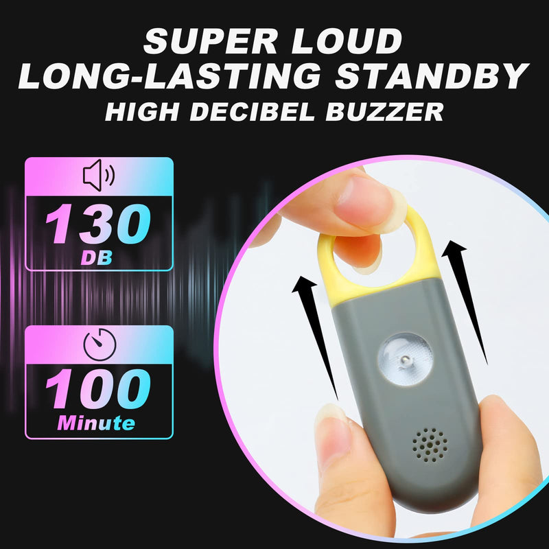  [AUSTRALIA] - Personal Safety Alarm for Women -130dB Self Defense Keychains Siren Whistle with Sos LED Strobe Light Personal Emergency Security Safe Devices Key Chain Alarms for Kids Elderly Yellow Grey