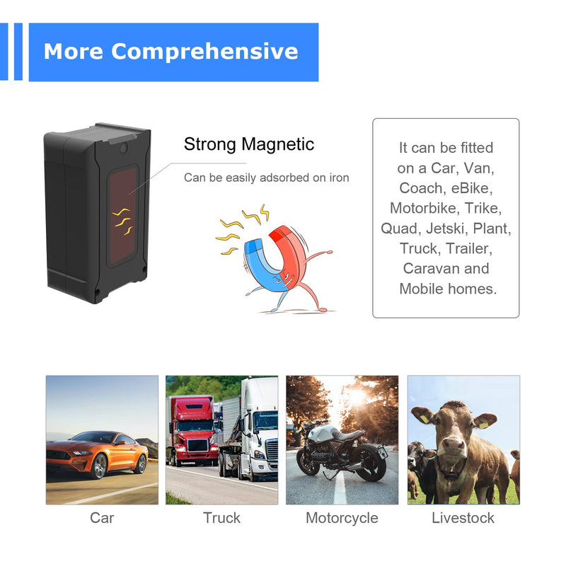  [AUSTRALIA] - GPS Tracker, Car GPS Tracker with App, 6000Mah Rechargeable Battery, 10 Seconds Instant Update, Monthly Charge Anti-Theft Vehicle Remote Tracker. (Subscription Required)