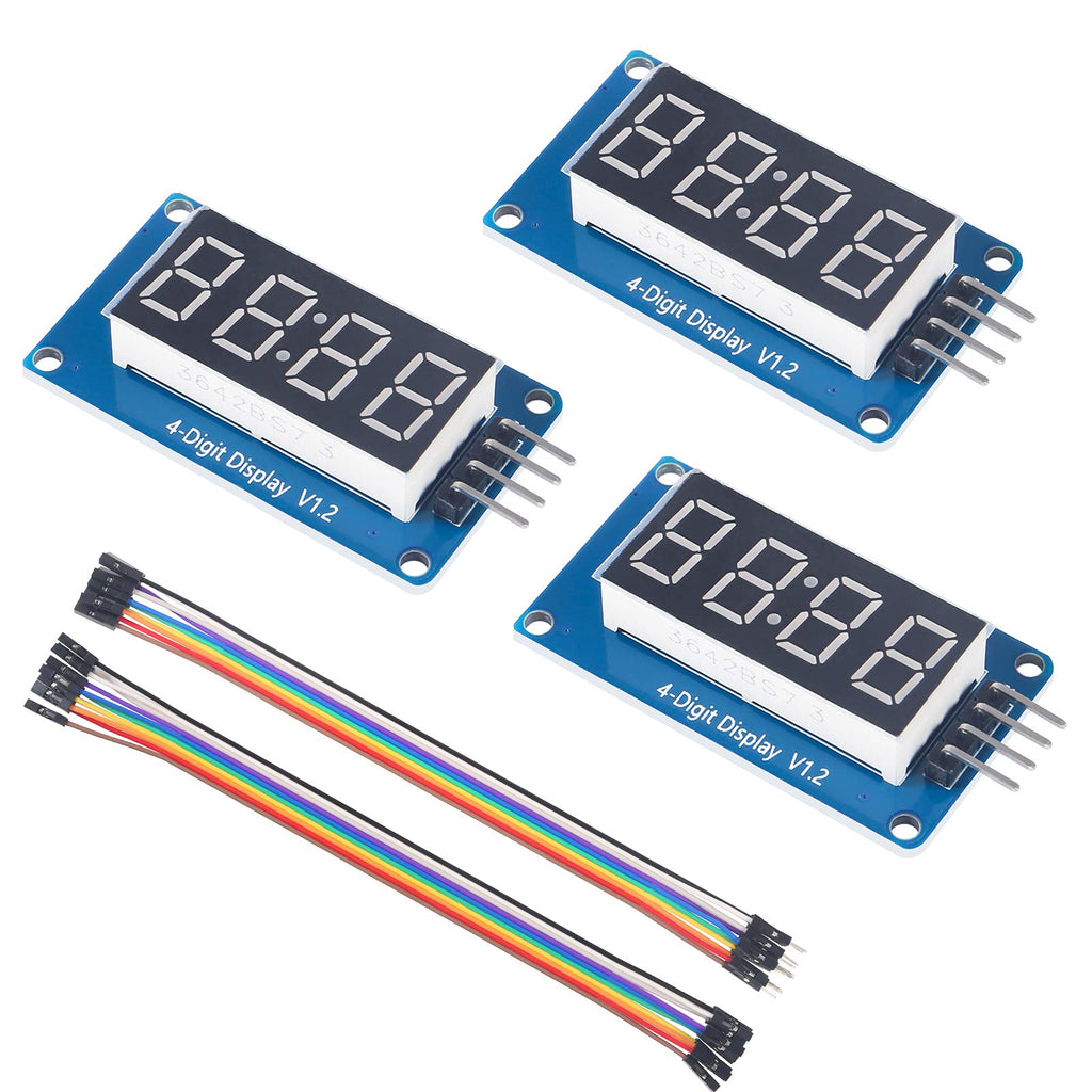  [AUSTRALIA] - DORHEA 3PCS TM1637 0.56" 4 Bits Digital LED Display Module with Clock Display 0.36 inch Common Anode Red Digital Tube Board with Dupont Cable for Arduino Raspberry Pi Uno DIY Kits 3