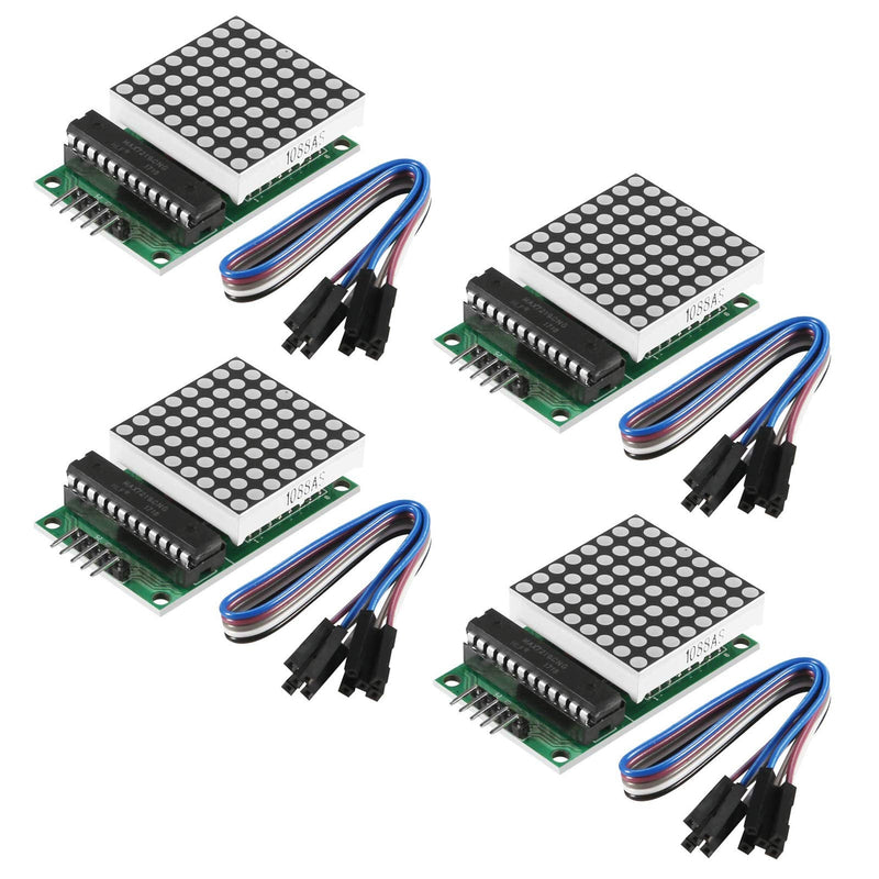  [AUSTRALIA] - ACEIRMC 4pcs MAX7219 Dot Matrix Display Module Single-Chip Control LED Module DIY Kit for Arduino with 5pin Line