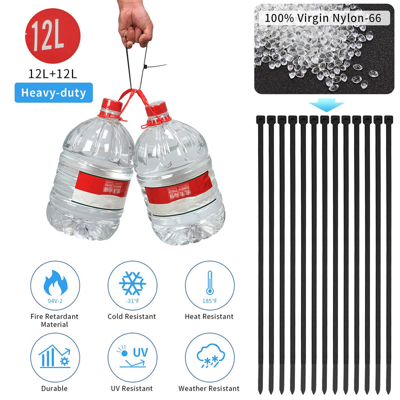  [AUSTRALIA] - CHS Zip Ties 10 Inch Clear , Pack of 200 Pcs ,Multiple-Purpose Ties Wraps, 50 Pounds Tensile Strength Cable Ties, Wire Ties for Home,Office ,Workshop,Garden,and Farm,Etc. 10" W White