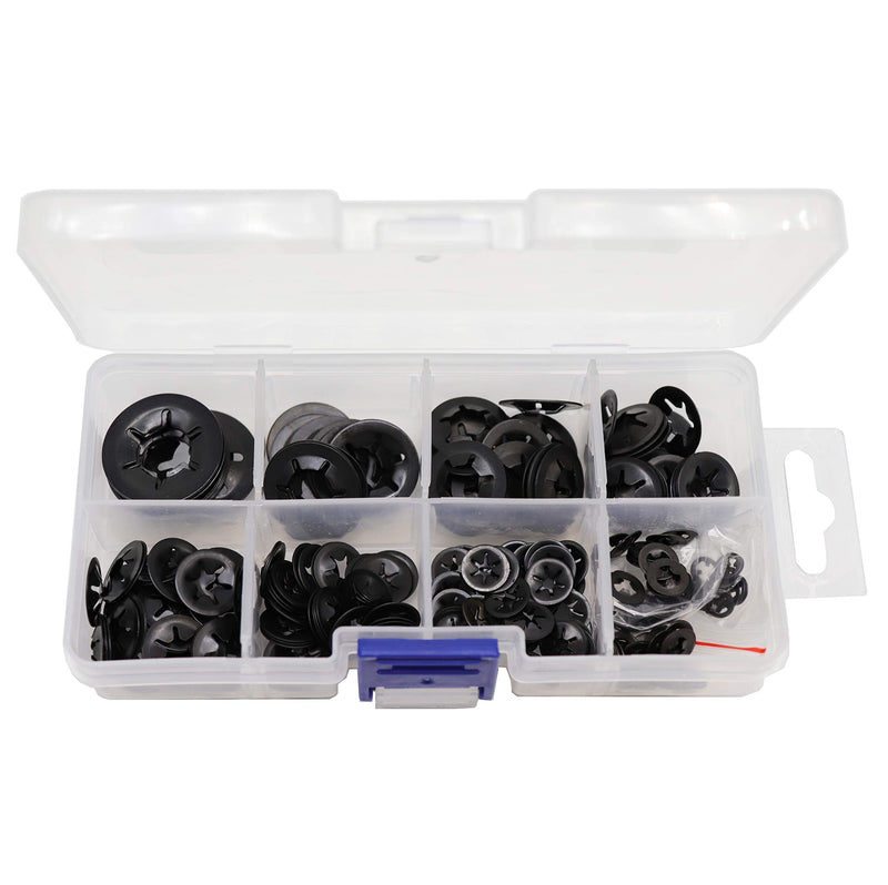  [AUSTRALIA] - 260pcs[9 Sizes] Black Starlock Internal Tooth Lock Washers Assortment Kit, M2/ M2.5/ M3/ M4/ M5/ M6/ M8/ M10/ M12