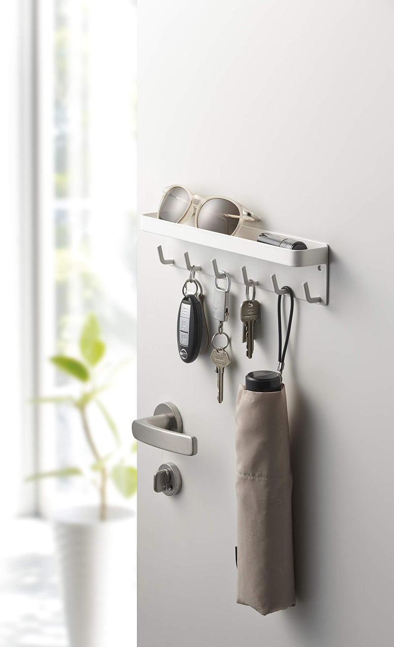  [AUSTRALIA] - YAMAZAKI home Magnetic Key Rack with Tray, One Size, White