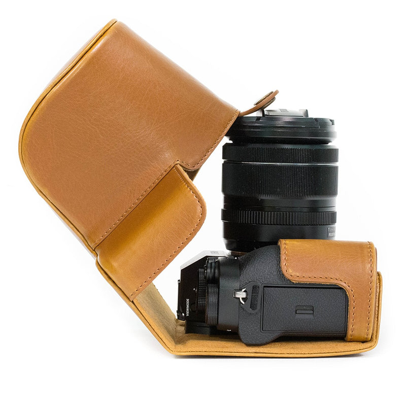  [AUSTRALIA] - MegaGear Ever Ready Leather Camera Case and Strap Compatible with Fujifilm X-T2 Light Brown