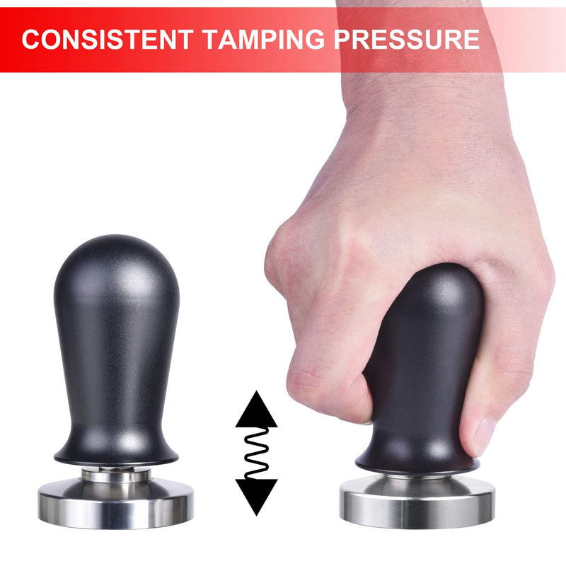  [AUSTRALIA] - 53mm Calibrated Espresso Tamper, MATOW Calibrated Coffee Tamper with Spring Loaded Anodized Aluminum Handle Stainless Steel Flat Base, Professional Espresso Hand Tamper(Aluminum Handle, 53mm Tamper)