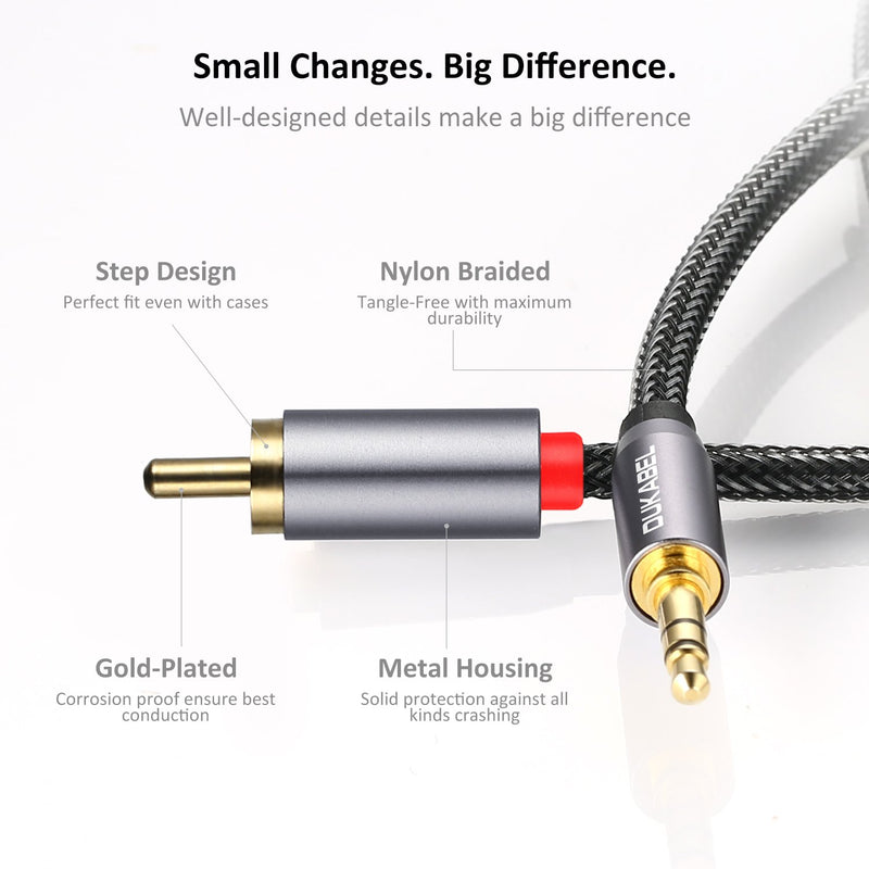 RCA to 3.5mm, DUKABEL 3.5mm to RCA Cable 2-Male RCA to AUX Cable Braided 1/8 to RCA Stereo Cable RCA Cable [24k Gold-Plated & Double-Shielded] -Top Series(4ft/1.2m) (4 Feet / 1.2 Meters) - LeoForward Australia
