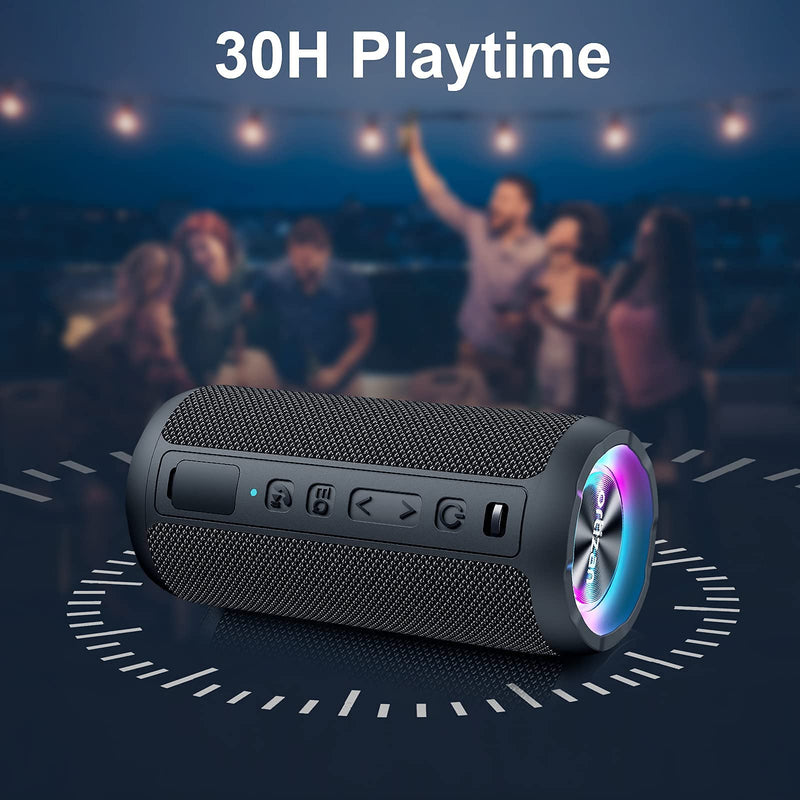  [AUSTRALIA] - Ortizan Bluetooth Speaker, Upgraded Portable Wireless Speaker with 24W Loud Stereo Sound and LED Light, IPX7 Waterproof Speakers, 30H Playtime, Extra Bass Speaker Bluetooth for Home, Travel, Outdoor