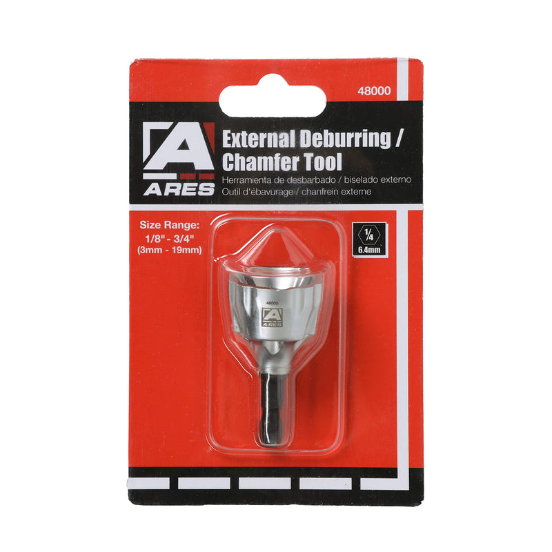  [AUSTRALIA] - ARES 48000 – External Rotary Deburring & Chamfer Tool (3-19mm) – 1/4-Inch Shank for Use with Drill or Hex Driver - Clean and Repair Threaded Fasteners and Studs 3-19mm Rotary Deburring and Chamfer Tool