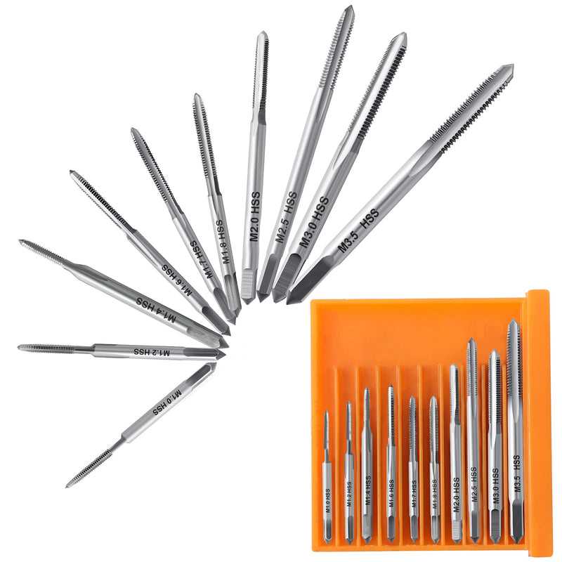  [AUSTRALIA] - 10 pcs Metric Tap Set M1 M1.2 M1.4 M1.6 M1.7 M1.8 M2 M2.5 M3 M3.5 for Clocks and Watches Tapping,Micro Taps Mini Metric Straight Flute Coarse Thread Design by Arbusb