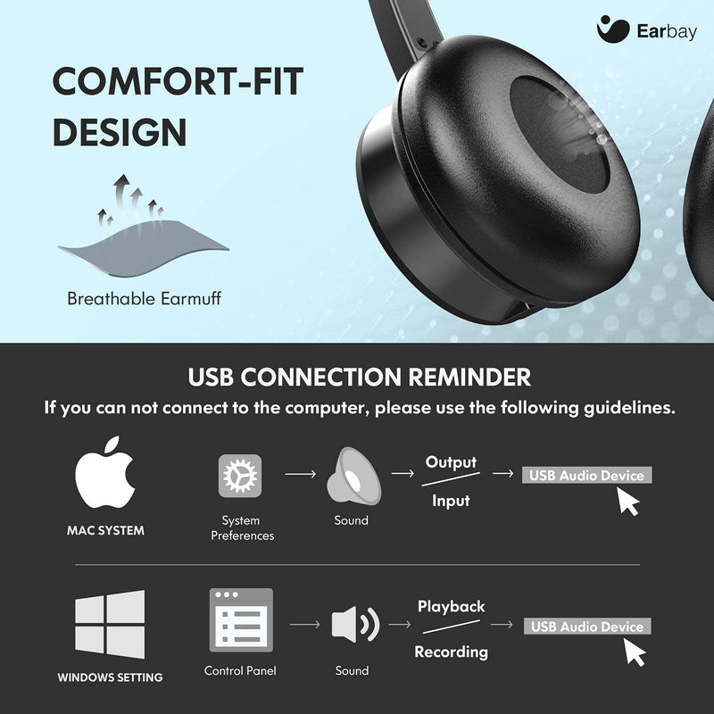  [AUSTRALIA] - USB Computer Headset with Microphone for Laptop PC,3.5mm Wired Stereo Call Center Headset with Microphone Noise Cancelling, Corded Desktop Headphones with Mic & Mute for Office/Telework/Home/Kids/Zoom
