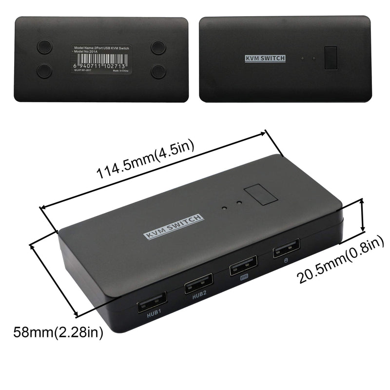  [AUSTRALIA] - KVM Switch 2 Port,VGA 2 in 1 Out Switch Selector,VGA Video Sharing Adapter Manual Switcher with 4 USB Hub,1920 x 1440 Resolution,for 2PC,Monitor,Printer,Keyboard,Mouse Control