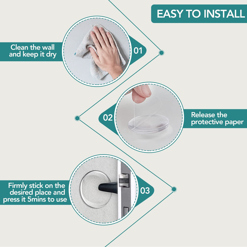  [AUSTRALIA] - Door Stoppers Wall Protector, 6PCS Etybetopstar Reusable Door Bumper with Self Strong Adhesive, Quiet, Shock Absorbent Gel for Home, Office, Wall Protector from Door Knobs (Round 1.57inch, Clear) 6