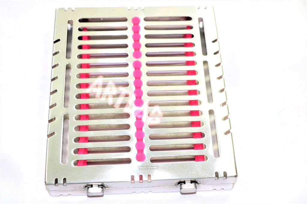  [AUSTRALIA] - New German Dental Autoclave Sterilization Cassettes Rack Box for 15 Instruments Pink CYNAMED