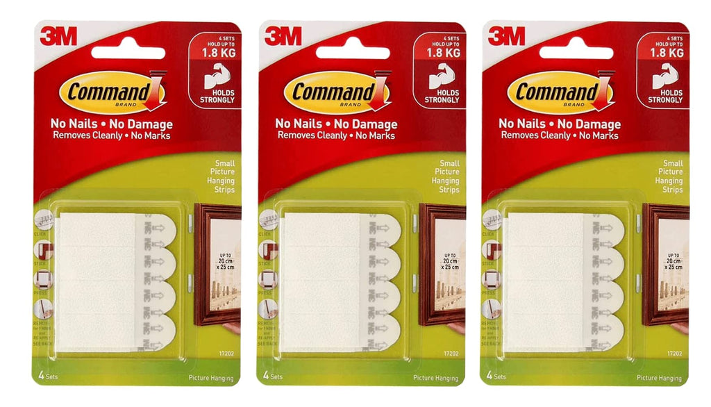  [AUSTRALIA] - Command Picture Hanging Strips, Small, White, 8-Strips Each, 3 pack