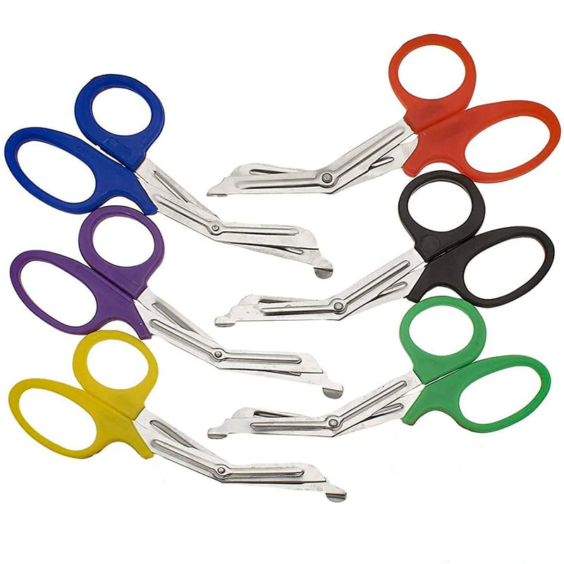  [AUSTRALIA] - 6 pcs EMT Trauma Shear Heavy Duty Assorted Rainbow, Ideal for EMS, Nurse, Medic, Police and Firefighter, Strong Enough to Cut A Penny in Half