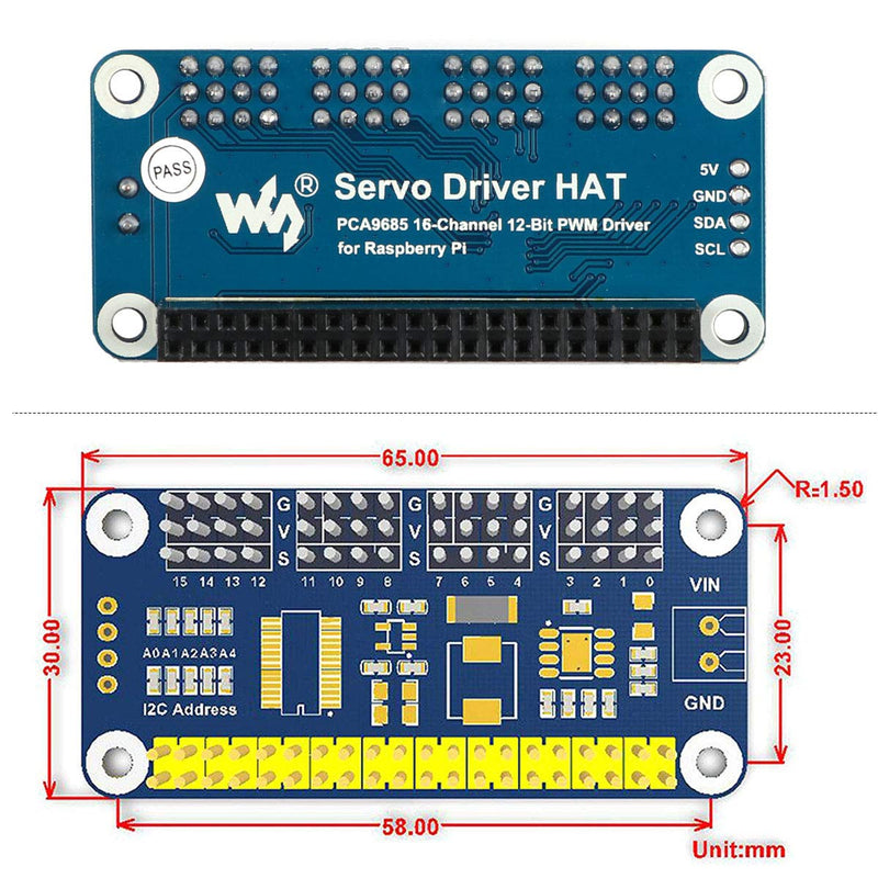  [AUSTRALIA] - MakerFocus PWM Servo Motor Driver IIC Module 16 Channel PWM Outputs 12 Bit Resolution I2C Compatible with Raspberry Pi 4 3B+ 3B Zero/Zero W/Zero WH and Jetson Nano