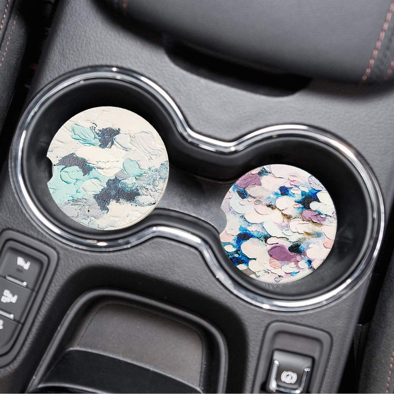  [AUSTRALIA] - Set of 6 Absorbent Marble Ceramic Car Coasters For Cup Holders Auto Cupholder Coaster With A Finger Notch For Easy Removal (2.56 Inches,Multicolor) Multicolor