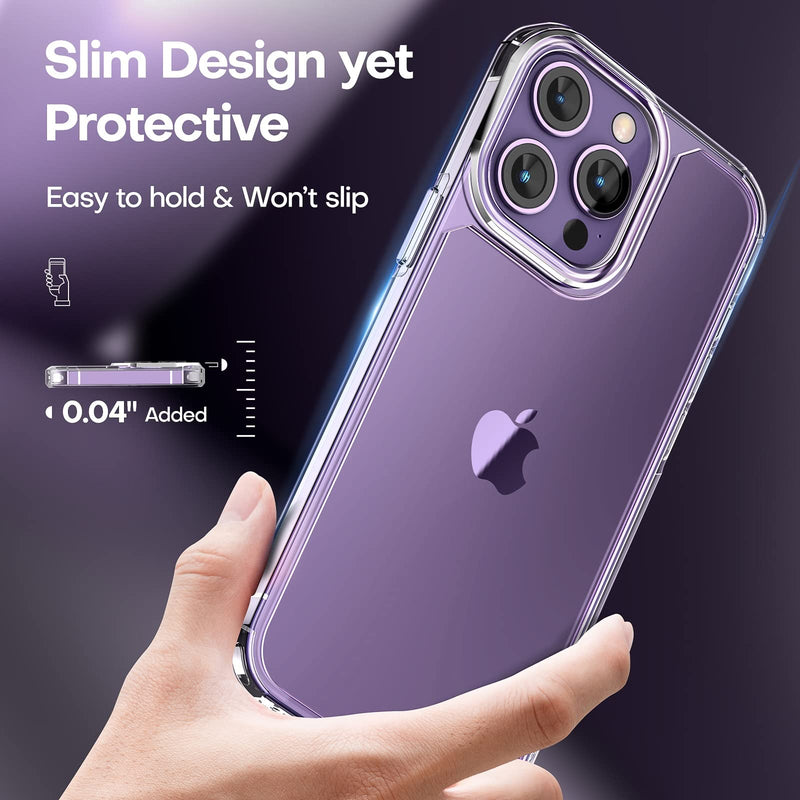  [AUSTRALIA] - TAURI [5 in 1] for iPhone 14 Pro Case Clear, [Not Yellowing] with 2X Tempered Glass Screen Protector + 2X Camera Lens Protector, [Military Grade Drop Protection] Shockproof Slim Phone Case 6.1 Inch Crystal Clear