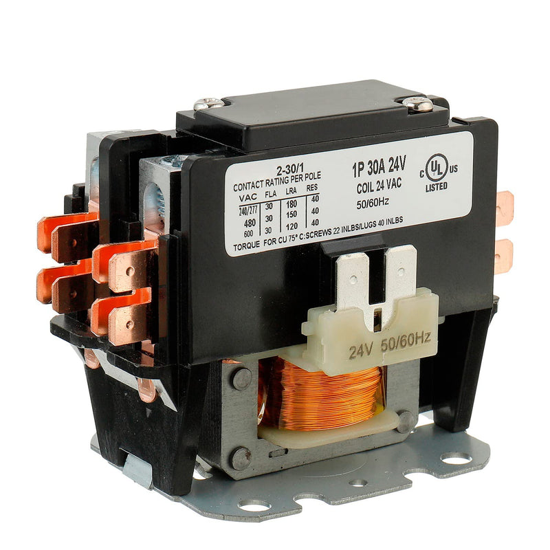  [AUSTRALIA] - BOJACK 1 Poles FLA 30 Amp Coil 24 VAC Air Conditioner Condenser Compressor Contactor AC Definite Purpose Contactor (Pack of 1 Pcs)