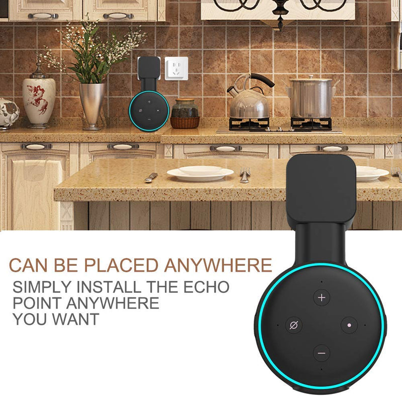  [AUSTRALIA] - Suixing Outlet Wall Mount Holder Hanger for Echo Dot 3rd Gen, A Space-Saving with Cord Management for Smart Speakers Hide Messy Wires Place on Kitchen Bedroom & Bathroom (2pc Black) 2pcs