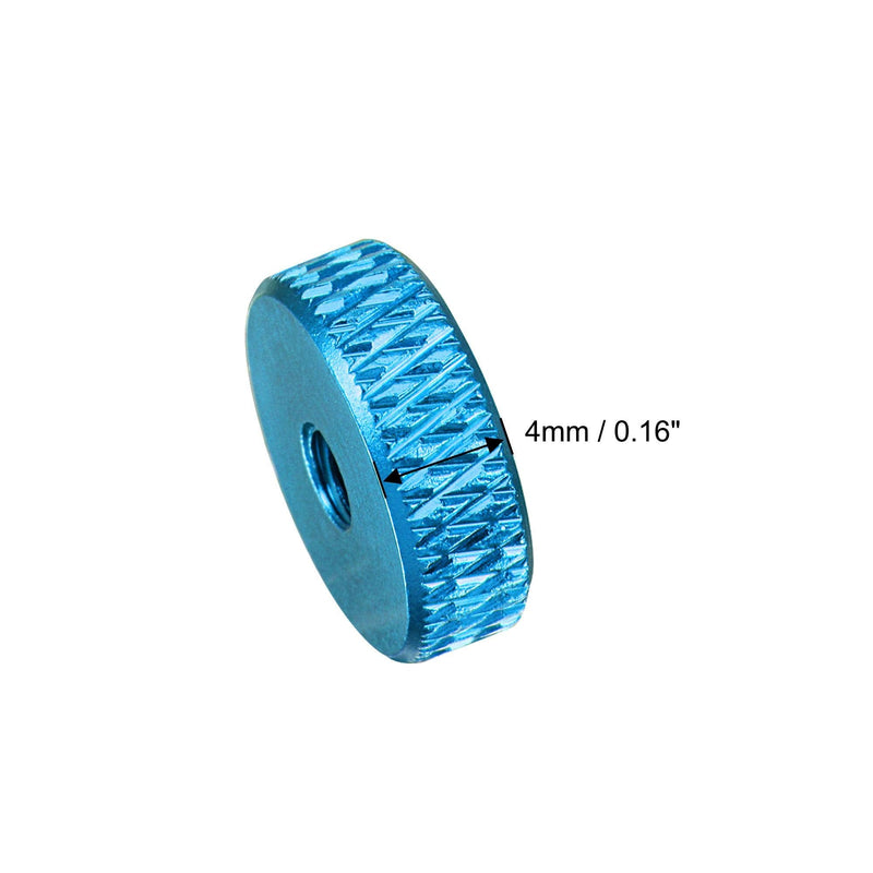  [AUSTRALIA] - uxcell Flat Knurled Nut - M3 x 12mm x 4mm Thumb Nuts Lock Adjusting Nuts Aluminum Alloy Blue 5Pcs