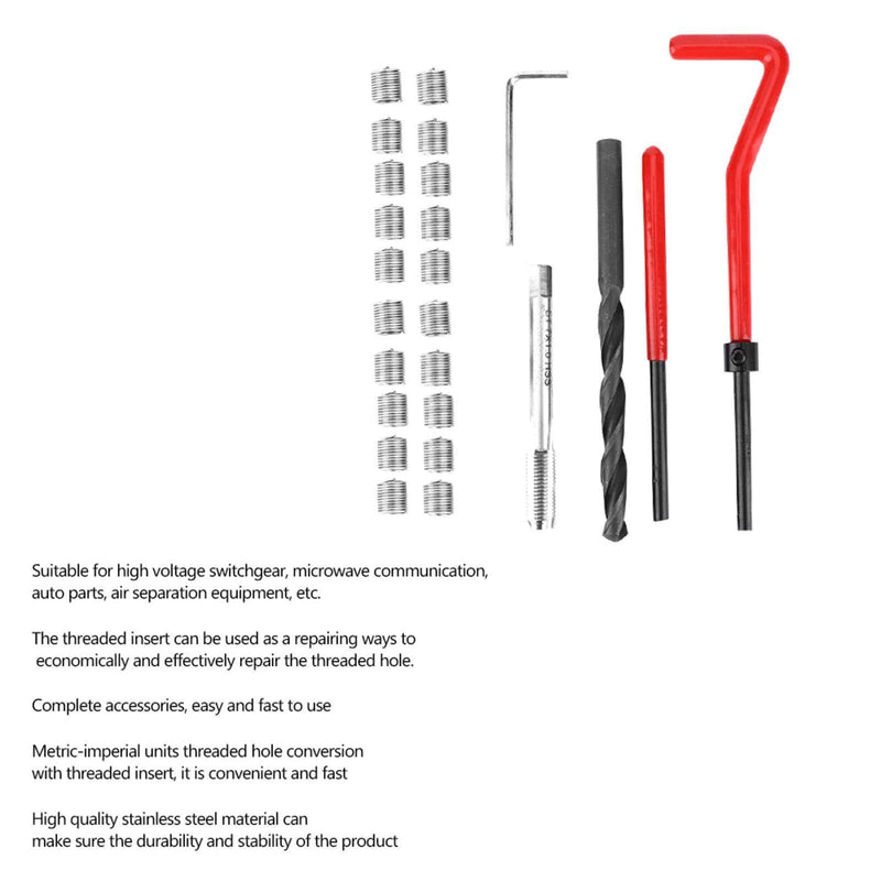  [AUSTRALIA] - 25Pcs Thread Repair Kit M7 x 1 Thread Inserts Stainless Steel Twisted Drill Wrench Threaded Insert Tap Insertion Tool for Auto Parts