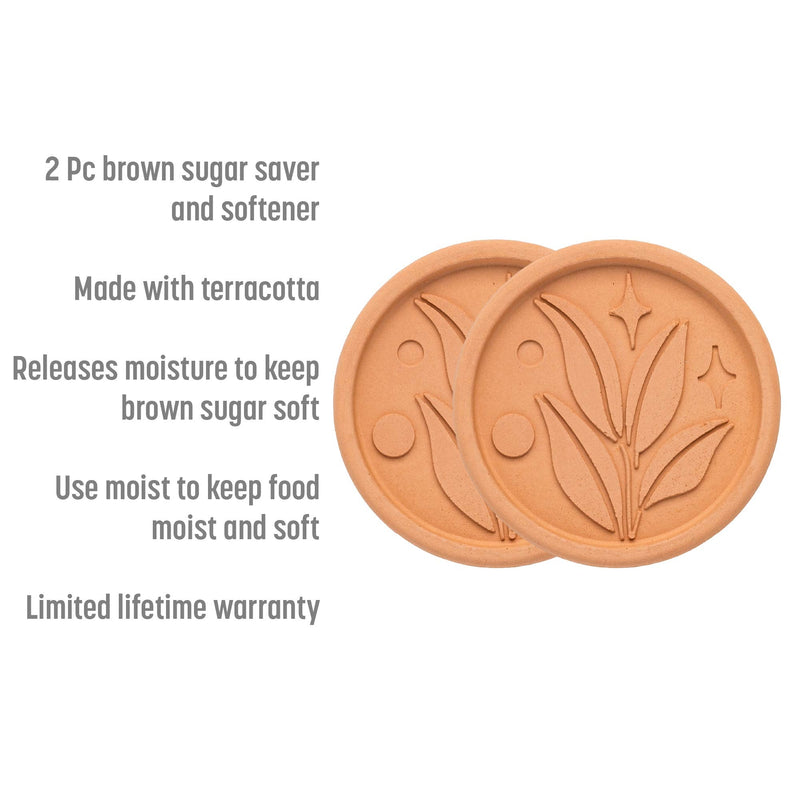  [AUSTRALIA] - Goodful Brown Sugar Saver and Softener, Leaf Design, Reusable Terracotta Disc, 2 Pack