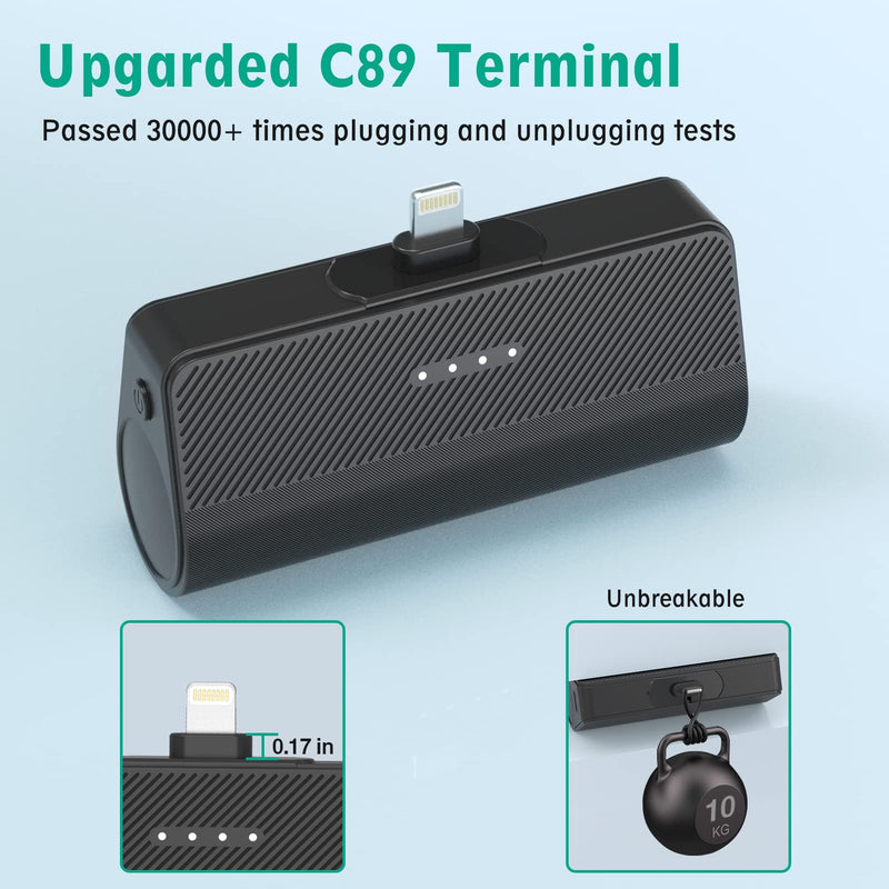  [AUSTRALIA] - Portable Charger for iPhone【MFi Certified】 KKD 5000mAh Mini Fast Charging Power Bank Small Battery Charger for iPhone 14/14 Pro Max/13/13 Pro Max/12/12 Pro Max/11/11 Pro Max/SE/XR/XS/X/8/7/6 Black