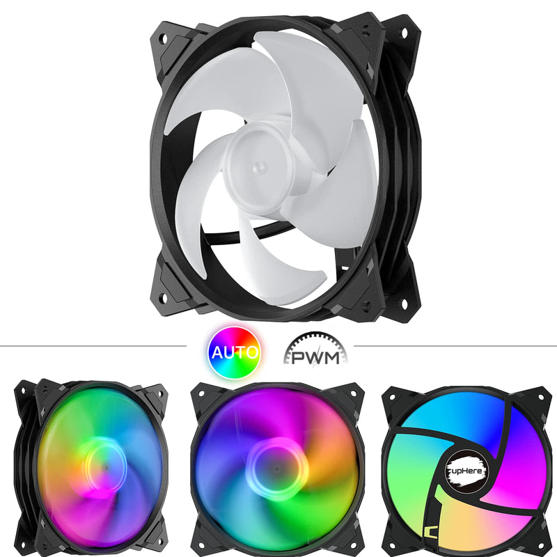  [AUSTRALIA] - upHere Long Life 120mm PWM 4-Pin High Airflow Quiet Edition Rainbow LED Case Fan for PC Cases, CPU Coolers, and Radiators 3-Pack,(PF120CF4-3)