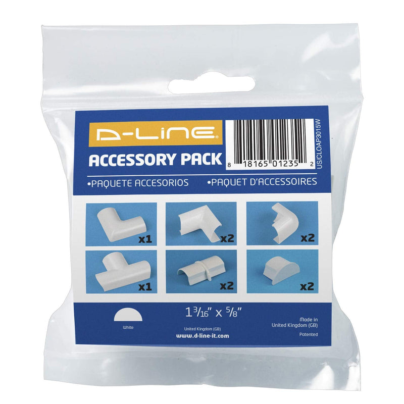  [AUSTRALIA] - D-Line Medium Cable Raceway Accessory Multipack, 10-Piece Pack, Join 1.18" (W) x 0.59" (H) Cord Cover Lengths - White Medium Accessories
