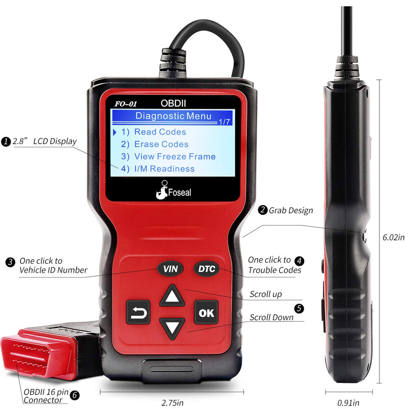 Foseal OBD2 Code Reader, OBD 2 Scanner Professional Enhanced Universal Car Automotive Check Engine Light Error Analyzer Auto CAN Vehicle Diagnostic Scan Tool for OBDII Protocol Cars Since 1996 - LeoForward Australia