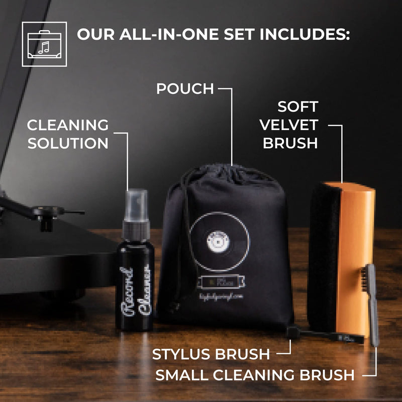  [AUSTRALIA] - Big Fudge Vinyl Record Cleaning Kit - Complete 4-in-1 - Includes Ultra-Soft Velvet Record Brush, XL Cleaning Liquid, Stylus Brush and Storage Pouch! Will NOT Scratch Your Records! …