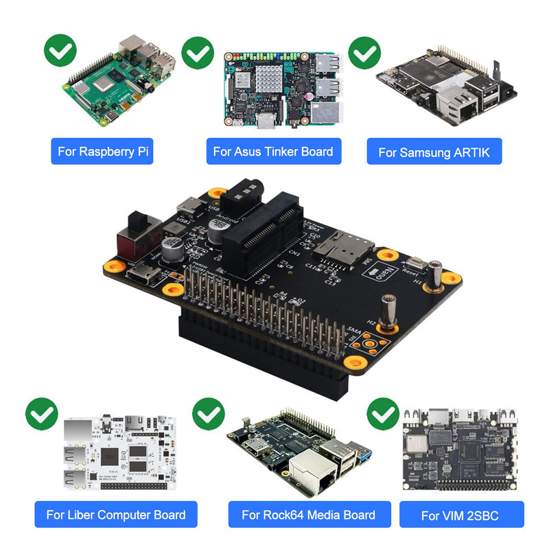  [AUSTRALIA] - PUSOKEI for Raspberry Pi 3G/4G LTE Base Hat PC/Laptop/Computer Board Built-in Nano SIM Card Socket with USB 2.0 to Micro USB Cable for Raspberry Pi 4/3/2/B+