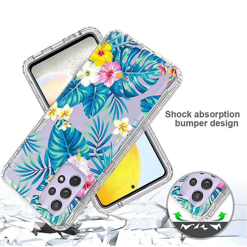 HikerClub Clear Case for Galaxy A32 5G Case with Screen Protector 2 in 1 Hybrid Impact Shockproof Hard PC Bumper + Soft TPU Pattern Full Body Case for Women Girls, Banana Leaf - LeoForward Australia