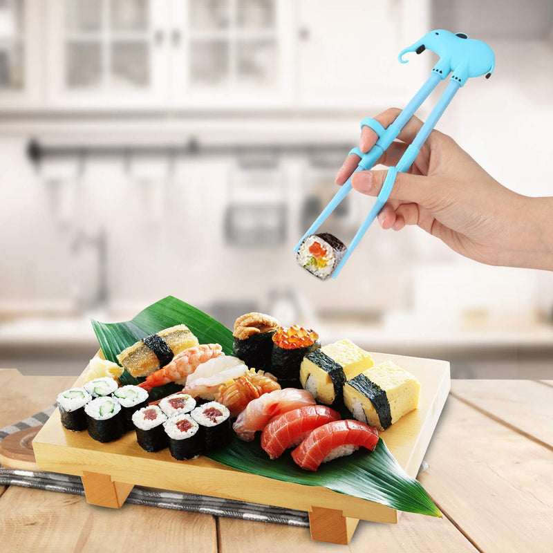  [AUSTRALIA] - Training Chopsticks for Kids or Adult Beginners Including 4 Pairs Learning Chopsticks with Attachable Learning Chopstick Helper,4 Pieces Reusable Silicone Drinking Straws - Right or Left Handed