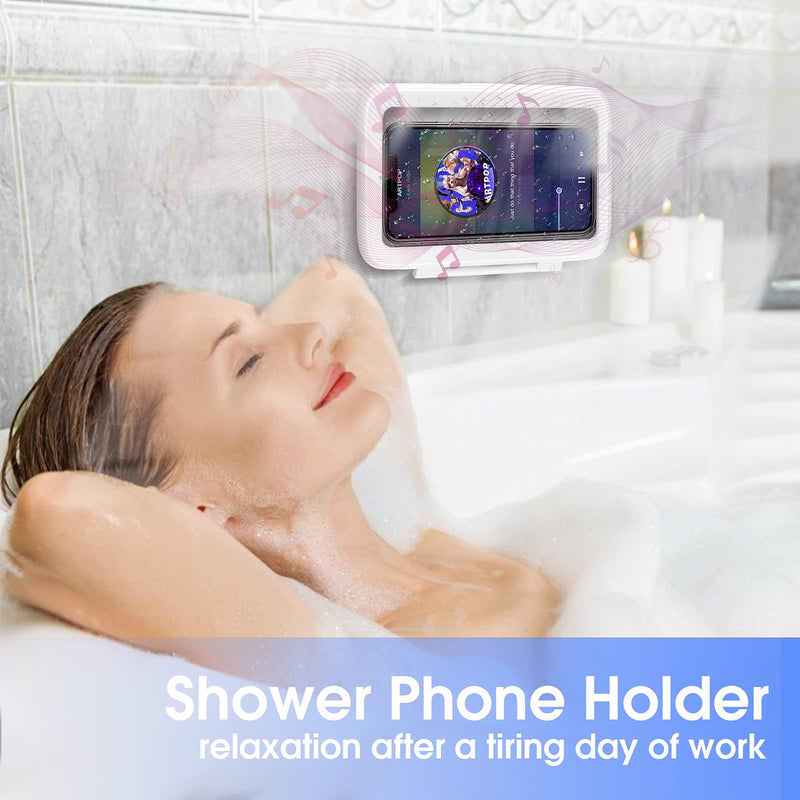  [AUSTRALIA] - Shower Phone Holder Waterproof 480° Shower Phone Case Gifts for Men Women HD Touch Screen Wall Mount 6.8inch for iPhone 11 12 Pro XR XS MAX Samsung Galaxy S21