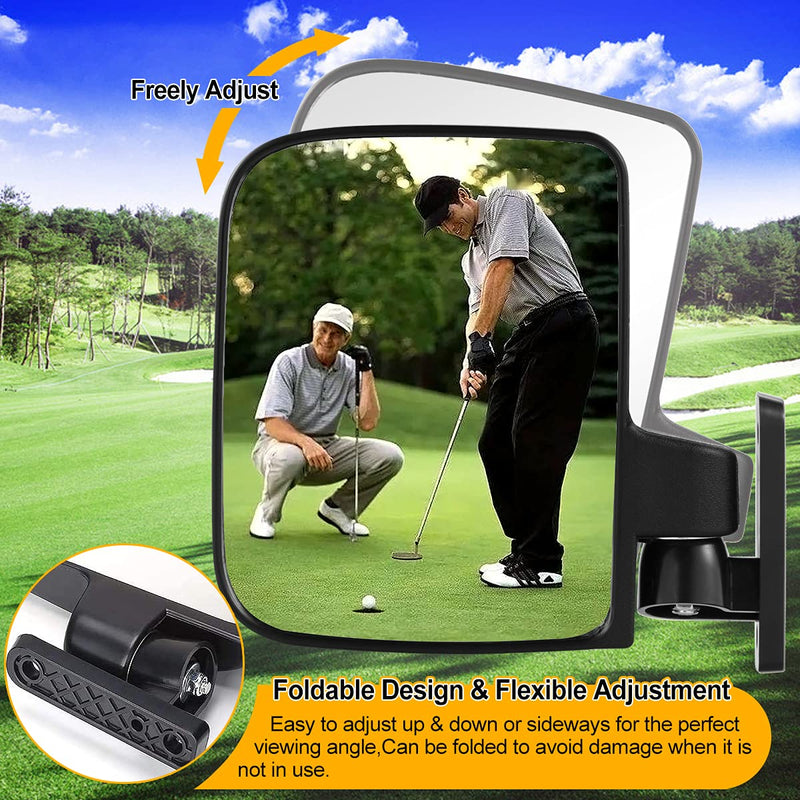  [AUSTRALIA] - Golf Cart Side Mirrors for Club Car EZ-GO Yamaha and other 180°Adjustable Folding Wide-Angle Side View Mirror