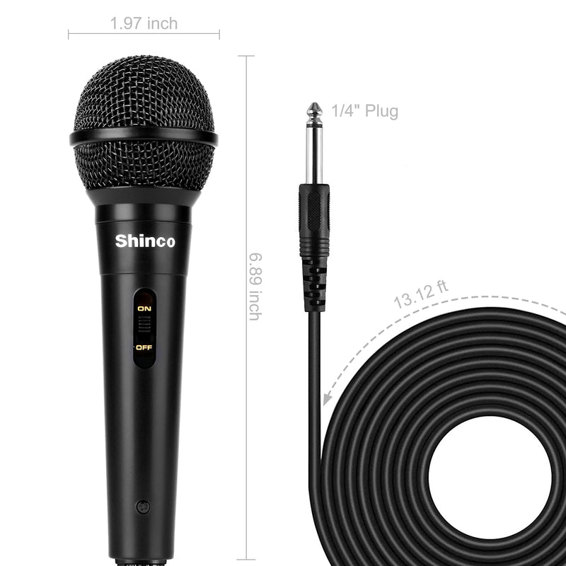  [AUSTRALIA] - Shinco Handheld Microphone, Dynamic Cardioid Mic with 13ft Cable and ON/Off Switch, Ideally Suited for Speakers, Karaoke Singing Machine, Amp, Mixer