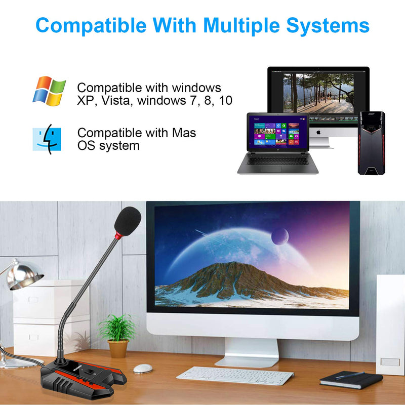  [AUSTRALIA] - Gaming Aokeo USB Desktop Microphone for Computer, Compatible with PC, Laptop, Mac,Professional Desktop Mic with Stand, Recording, Streaming, YouTube, Podcast Mics, Live Chat, Discord